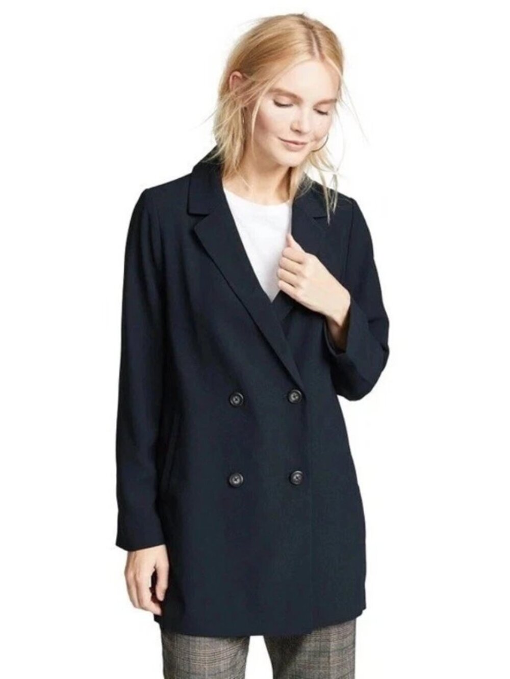 Madewell Black Caldwell Double Breasted Blazer Jacket Women's Size S Small EUC